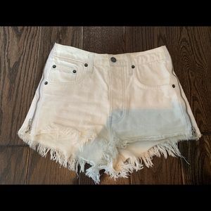 Carmar Distressed White Zipper Jean Shorts